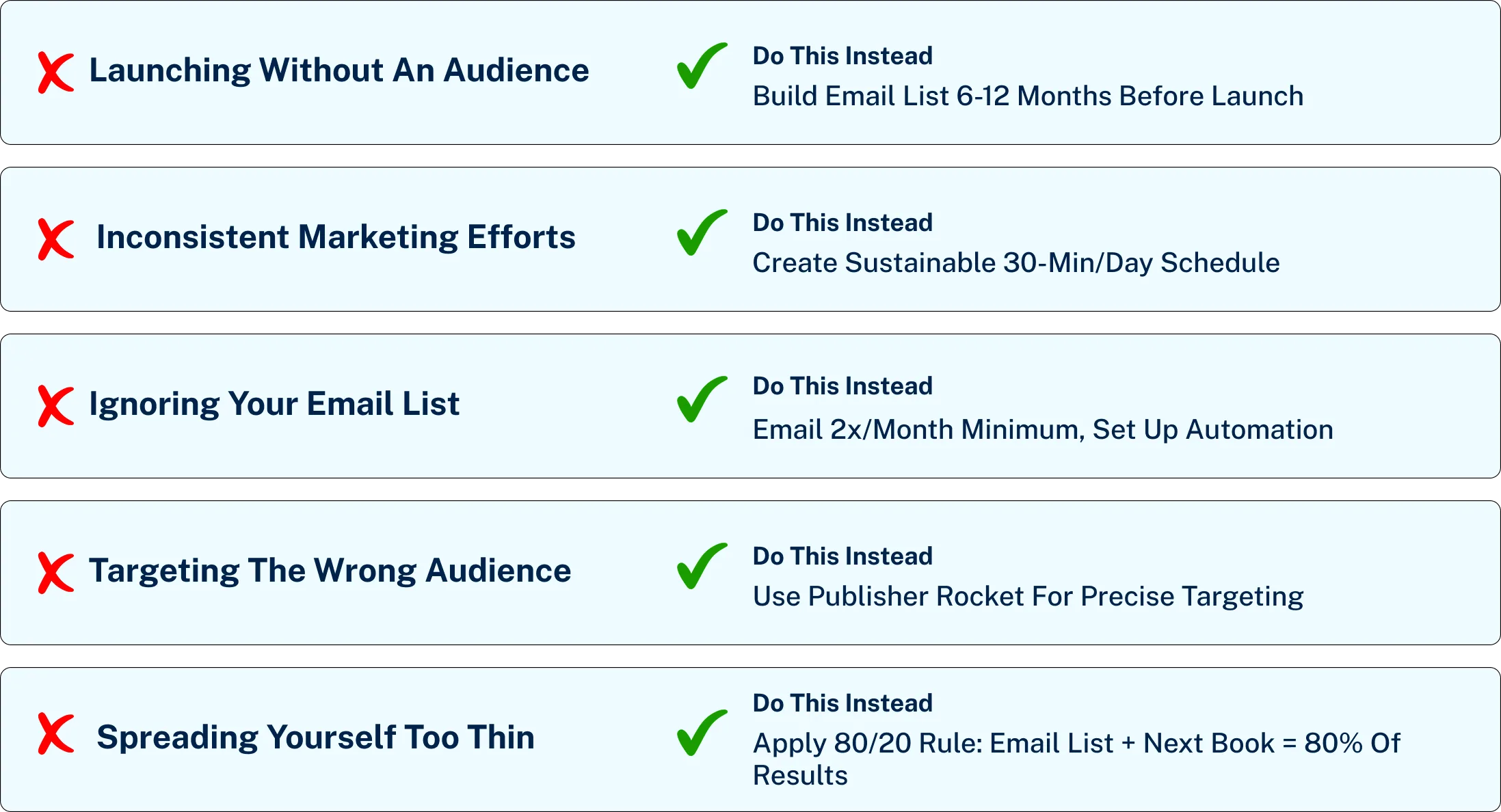 6 book marketing mistakes to avoid checklist authors