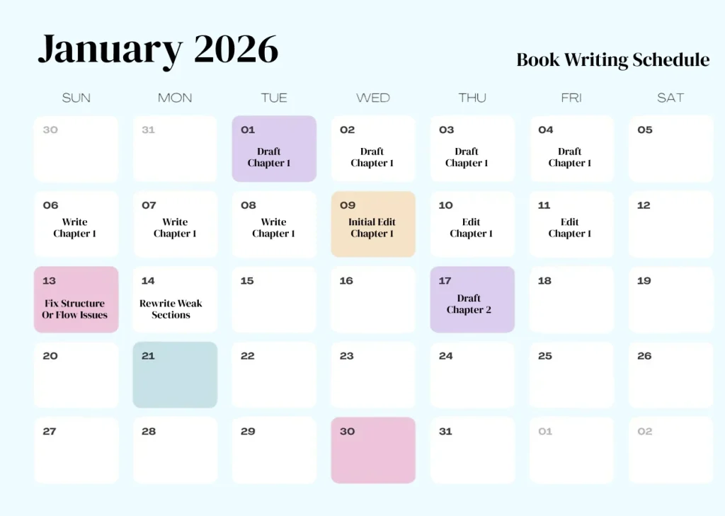 author writing schedule template