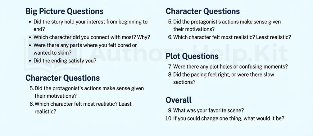 beta reader questionnaire template questions to ask